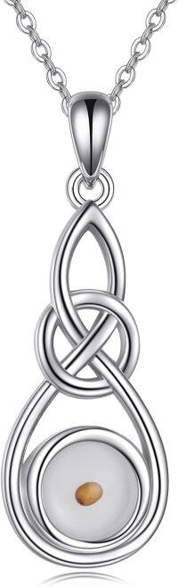 wholesale 925 Sterling Silver Mustard Seed Celtic Knot Infinity Pendant Necklace for Women Girls Faith  45cm Chain Length-Sliver