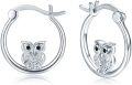 wholesale 925 Sterling Silver Owl Huggie Hoop Earrings with Animal Shape and Minimalist Design-0-0