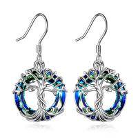 wholesale TOUPOP Tree Of Life Earrings 925 Sterling Silver Family Tree Dangle Drop Earrings Crystal Jewelry Birthday Christmas Gifts For Women Her -style_name:0-Blue Crystal
