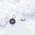 wholesale 925 Sterling Silver Purple Crystal Black Enamel Lotus Flower Teardrop Dangle Leverback Earrings for Women-0-4