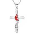 wholesale White Gold Plated 925 Sterling Silver Red Cardinal Bird Pendant Necklaces Wholesale 925  for Women-0-0