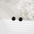 wholesale 925 Sterling Silver Classic Round Black Pearl Earrings-0-1