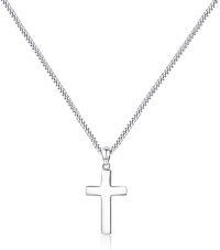 wholesale 925 Sterling Silver Cross Pendant Necklace with Box Chain for Men & Women - Length: 63cm (24)-White Gold