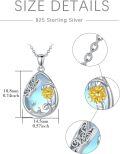 wholesale 925 Sterling Silver Teardrop Blue Agate Sunflower Pendant Necklace for Women-0-3
