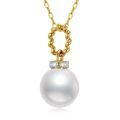 TOUPOP 14K Gold Freshwater Cultured Pearl Necklace with Bow Heart Dolphin Pendant-0-0
