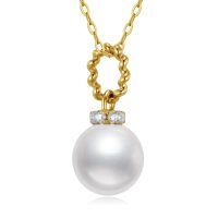 TOUPOP 14K Gold Freshwater Cultured Pearl Necklace with Bow Heart Dolphin Pendant-undefined