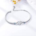 wholesale 925 Sterling Silver Heart Infinity Bracelet Wholesale With Blue Stones-0-2