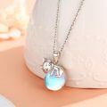wholesale 925 Sterling Silver Cat Mom Baby Sleeping With Yellow Crystal Pendant Necklace-0-76
