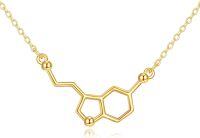 wholesale 14K Gold Serotonin Molecule Necklace for Happiness & Well-Being, Hypoallergenic Fine Jewelry Gift for Women-14K Serotonin Necklace