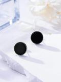 wholesale 925 Sterling Silver Round & Oval Black Onyx Studs with Norse Runes Pagan Viking Jewelry for Men Women-0-3