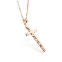 wholesale 925 Sterling Silver Cross Pendant With Blue Opal And Philippians Inscription-Rose Gold