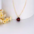 wholesale 14K Yellow Gold Natural Garnet Heart Pendant Necklace 6mm 8mm-0-1