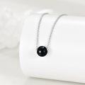 wholesale 925 Sterling Silver Round Black Pearl Pendant Necklaces for Women Gifts-0-3