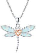 wholesale 925 Sterling Silver Opal Heart Dragonfly Pendant Necklace for Women-0-0