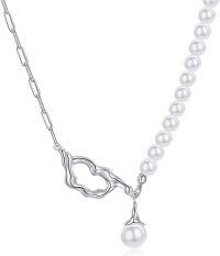 wholesale 925 Sterling Silver Metal Pearl Choker 14-16mm Round White Freshwater Pearls Necklaces for Women-Pearl-1