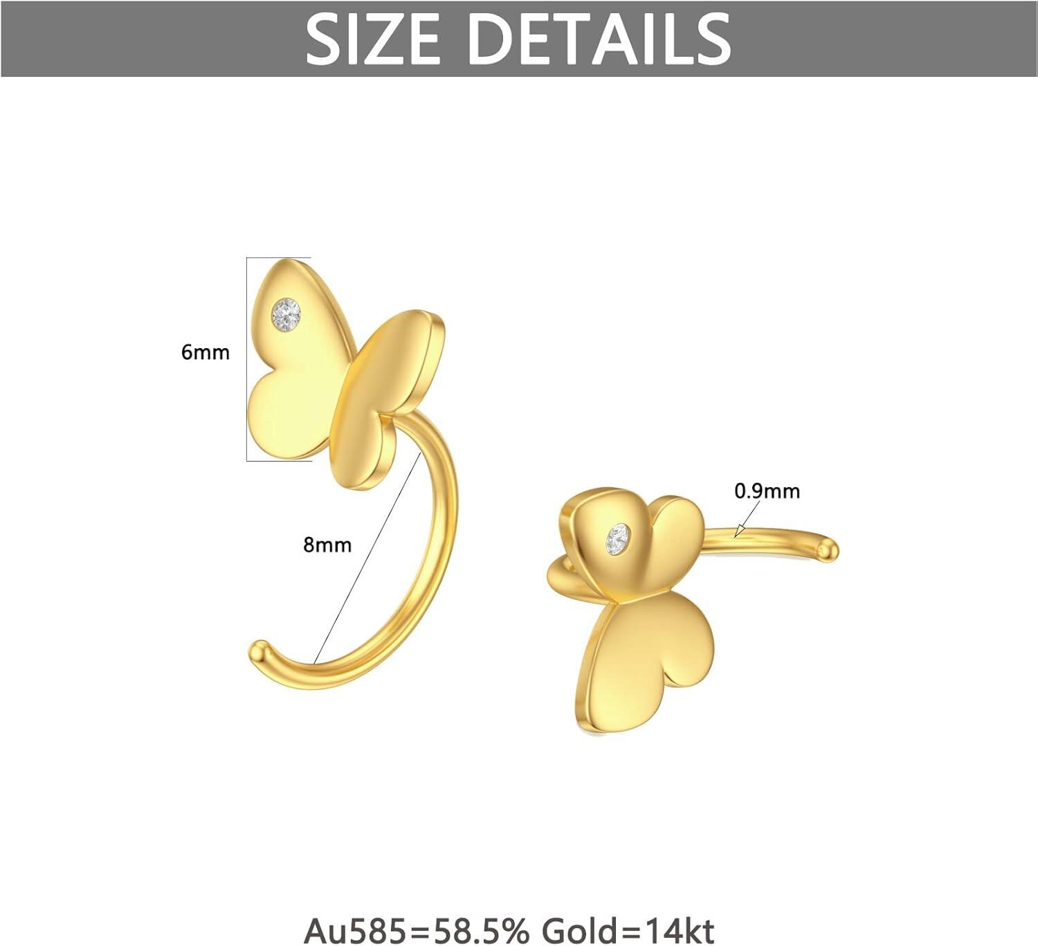 14K Gold Opal Butterfly Infinity Heart Cross Triangle Lightning Daisy Huggie Hoop Earrings for Women-0-5