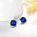 wholesale 925 Sterling Silver Blue Square Austrian Crystal Hypoallergenic Leverback Earrings for Women's Gifts-0-2