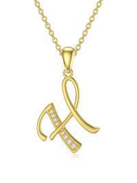 wholesale 14k Yellow Gold Lab Diamond Initial Letter Necklace Wholesale With Chain-H