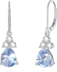 wholesale 925 Sterling Silver Birthstone Dangle Drop Earrings for Women-March-Aquamarine,