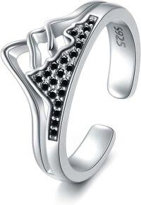 wholesale 925 Sterling Silver Flower Mountain Cat Adjustable Toe Knuckle Ring Hawaiian Beach Jewelry-Adjustable Ring Mountain