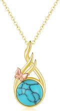 wholesale 10K Gold Turquoise Stone Butterfly Pendant Necklace - Mothers Day Gifts for Her-0-0