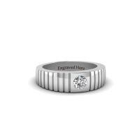 wholesale 925 Sterling Silver Men's Rings Wholesale With Engraving And Zircon Detail-06-Moissanite Ring