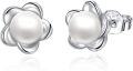 wholesale 925 Sterling Silver Celtic Knot Pearl Studs with Leverbacks (White)-0-0