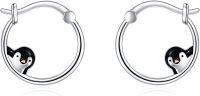 wholesale 925 Sterling Silver Penguin Hoop Earrings Gift for Women Girls Kids 3D Cute Animal Jewelry Accessories Minimalist Fashion Lightweight Hypoallergenic Nickel Free Safe Charm Birthday Christmas Holiday Present Idea-I-Penguin-3