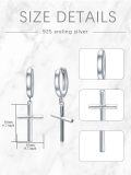 wholesale 925 Sterling Silver Dangle Earrings For Men Black Onyx/cross/star Hoop Dangling Earrings Punk Hip Pop Jewelry Gift For Christmas Birthday -0-1