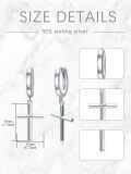 TOUPOP Sterling Silver Black Onyx Dangle Earrings For Men Cross Star Hoop Punk Gift-0-1