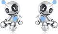 wholesale 925 Sterling Silver Metal Voodoo Doll Stud Earrings - Gothic Horror Skeleton Heart Jewelry-0-0
