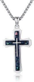 wholesale 925 Sterling Silver Cross Pendant with Abalone Shell Inlay and Multi-Color Stones for Men-0-0