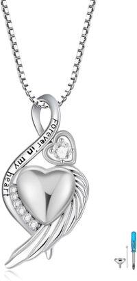 wholesale Sterling Silver Birthstone Infinity Dog Angle Cross Turtle Tree of Life Urn Necklace for Women s Ashes Wings Cremation Jewelry Heart Pendant-Infinity-White-1-Infinity-White-1