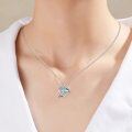 wholesale 925 Sterling Silver Heart-Shaped Blue Crystal Dolphin Pendant Necklace Ocean Wave Jewelry for Women and Girls-0-2