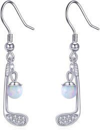 wholesale 925 Sterling Silver Nickel-Free Lead-Free Cadmium-Free Hypoallergenic Opal Golf Sport Earrings for Men Women Gift 16.6-32.6mm-Opal Golf
