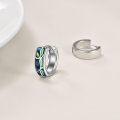 wholesale 925 Sterling Silver Abalone Shell Inlay Huggie Hoop Earrings for Women and Girls - 8mm Diameter (Small)-0-4