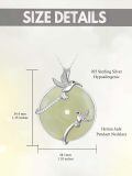 wholesale 925 Sterling Silver Double Hummingbird Green Jade Donut Pendant Necklace Platinum Plated-0-4