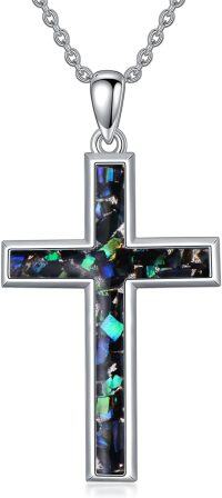 wholesale 925 Sterling Silver Abalone Shell Inlay Cross Pendant Necklace s for Women-Cross abalone