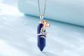 wholesale 925 Sterling Silver Lapis Lazuli Calla Lily Birthstone Pendant Necklaces Gifts for Mom and Girlfriends-0-1