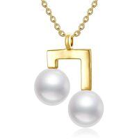 TOUPOP 14K Gold Pearl Necklace with Bow/Heart/Dolphin Pendant-undefined