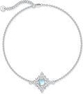 wholesale 925 Sterling Silver Moonstone Celtic Knot Witch's Bracelet Adjustable Ankle Chain s for Women-0-0