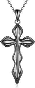 wholesale 925 Sterling Silver Blackened Cross Pendant Necklace Jewelry for Women and Men-0-0