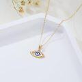 wholesale  14K Solid Gold Moissanite Evil Eye Necklace for Women, 16+1 Yellow Gold Chain, Protection Amulet, Hypoallergenic, Gift Box-0-3