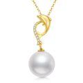 TOUPOP 14K Gold Freshwater Pearl Necklace with Bow/Heart/Dolphin Pendant-0-0