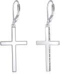 wholesale 925 Sterling Silver Cross Dangle & Drop Earrings with Engraved Message for Women-0-0