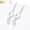 wholesale 925 Sterling Silver AAA+ Freshwater Pearl Cubic Zirconia Drop Earrings-0-1