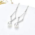 wholesale 925 Sterling Silver Zircon Accent Drop Earrings Wholesale With Pearl-0-1