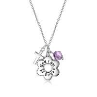 wholesale 925 Sterling Silver Daisy Child of God Necklace for Girls Baptism Communion Birthday-Light purple