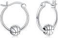 wholesale 925 Sterling Silver Basketball Hoop Earrings for Women Girls Sports s Hypoallergenic Cool Sporty Design-0-0