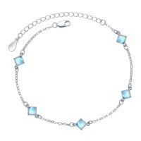 wholesale 925 Sterling Silver Rainbow Moonstone Bracelet Wholesale With Clasp-Square